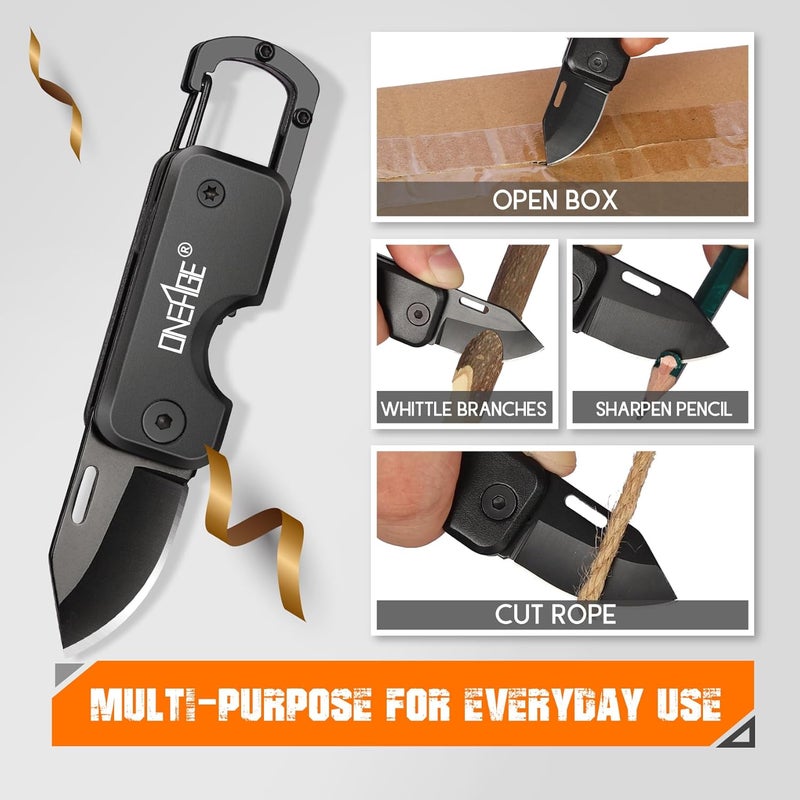 ONEAGE Stocking Stuffers for Men - Pocket Knife for Men, Christmas Bulk Mens Gifts, Keychain Edc Gift with 1.62inch Blade - Small Folding Knives for Everyday Carry, Box Cutter - Gadgets for Camping, Hiking - Image 4